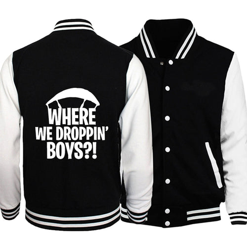 autumn coat men loose fit button sweatshirts 2018 hipster Fortnite brand tracksuit Fortnite casual baseball jackets black white