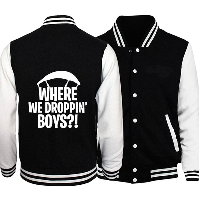 autumn coat men loose fit button sweatshirts 2018 hipster Fortnite brand tracksuit Fortnite casual baseball jackets black white