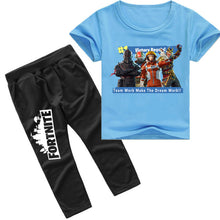 LILIGIRL Teenager Boys Fashion Short-Sleeve Fortnite Print T-Shirts+Pant Overalls Suit for Girls Baby Cotton Tops Clothes Sets