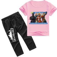 LILIGIRL Teenager Boys Fashion Short-Sleeve Fortnite Print T-Shirts+Pant Overalls Suit for Girls Baby Cotton Tops Clothes Sets