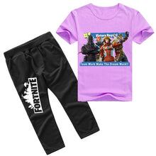 LILIGIRL Teenager Boys Fashion Short-Sleeve Fortnite Print T-Shirts+Pant Overalls Suit for Girls Baby Cotton Tops Clothes Sets