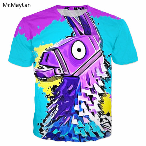 Harajuku Game Fortnite Lama Print 3D T shirt Men/Women Hip Hop Streetwear Tshirt 2018 Summer Boys Kawaii Purple T-shirt Clothes