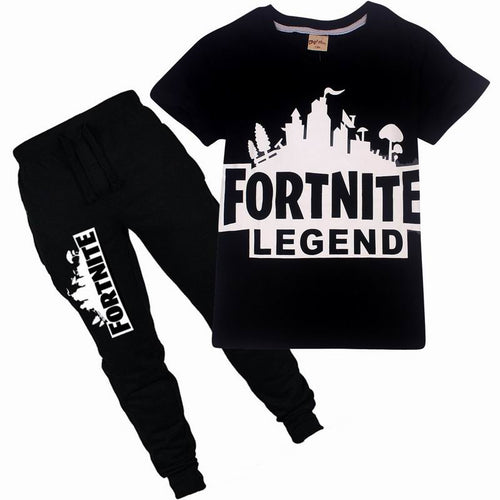 Dgfstm 5-13Years Cartoon Fortnite Boy Child Clothes Suits Summer Boy Set T Shirt+Long Pants Children's Suits for Boys Kids Sets