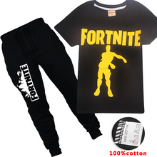 Cotton Boys Girls Boutique Outfits 2018 New Summer Autumn Fortnite Cartoon Print Shirt+pants Sports Suit for Boy Girls Teen 6-16
